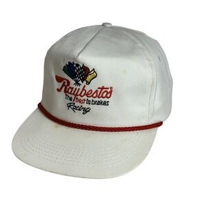 Vintage Raybestos Hat Cap Snap Back One Size White Mens AB Emblems 80s